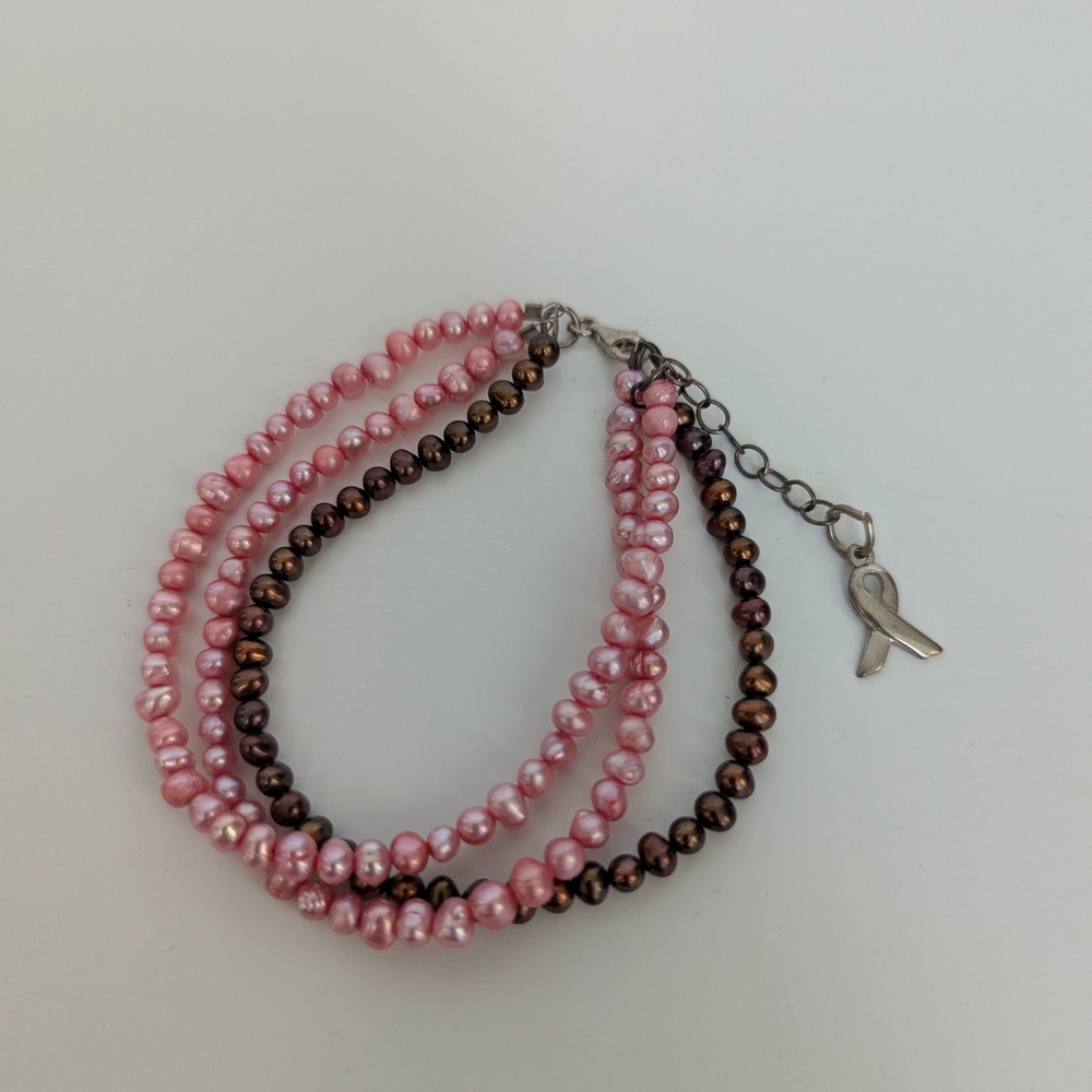 Pink and Brown Beaded Bracelet